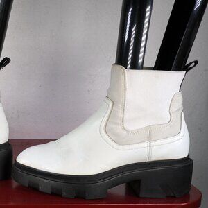 Women's ASH White Leather Grunge Punk Fashion Ankle Boots Booties 8.5